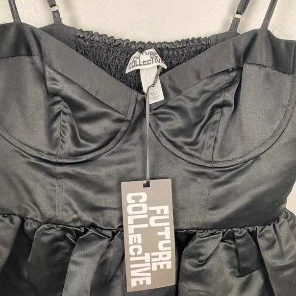 Future‎ Collective Sweetheart Bubble Satin Midi Dress Bustier Elegant Size S - Picture 11 of 12